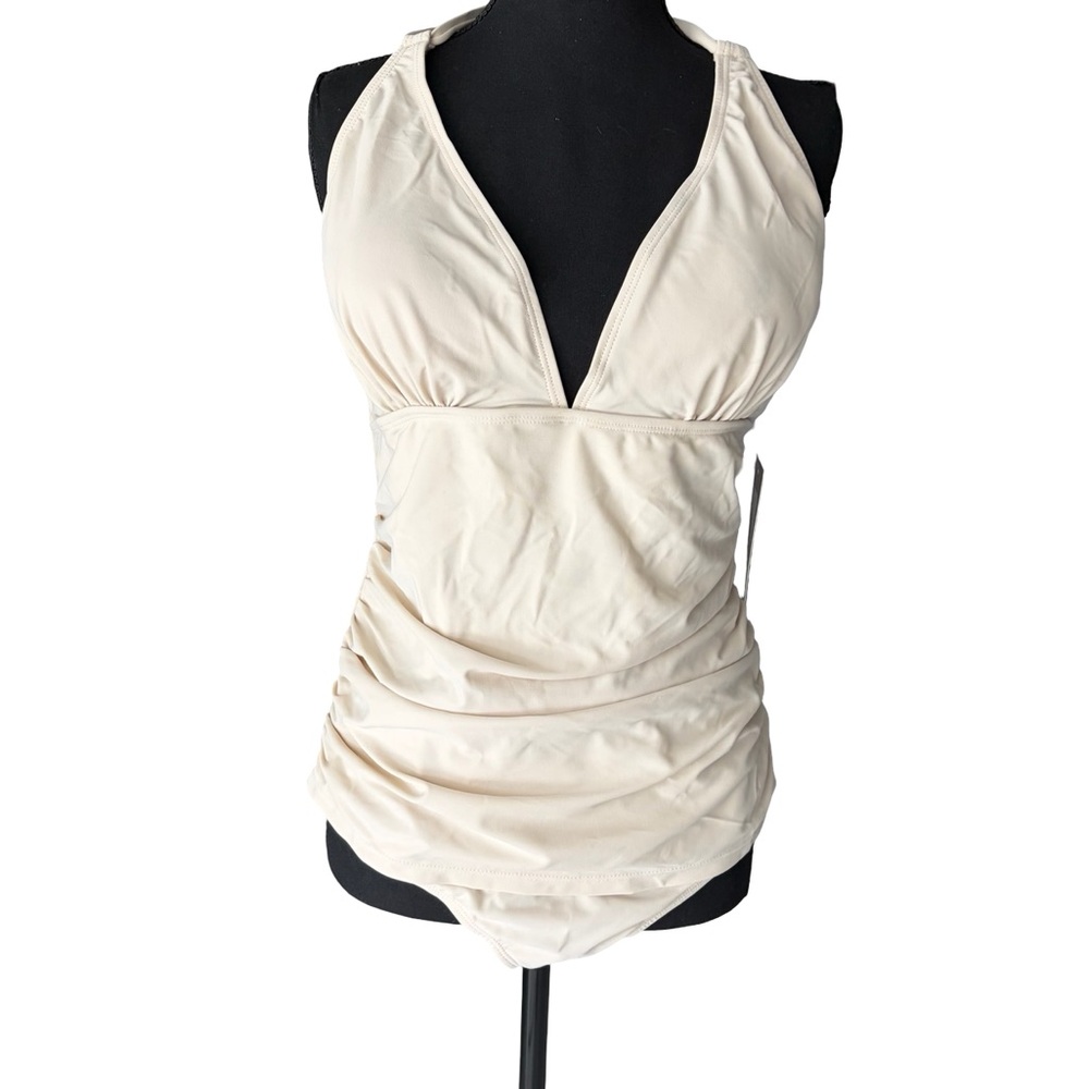 Gloria Vanderbilt Cream One-Piece Swimsuit